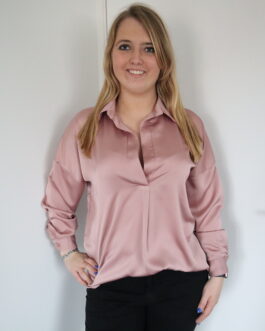 Satijnen blouse met v-hals